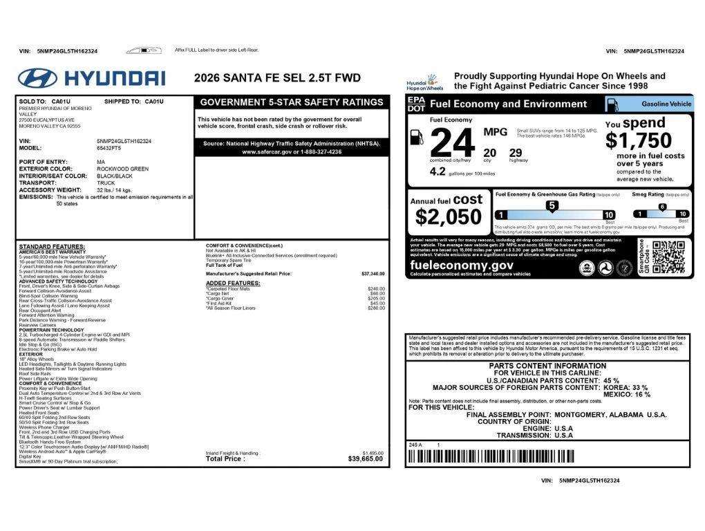 hyundai santa fe 2026 5NMP24GL5TH162324 image hyundai santa fe 2026 5NMP24GL5TH162324 image